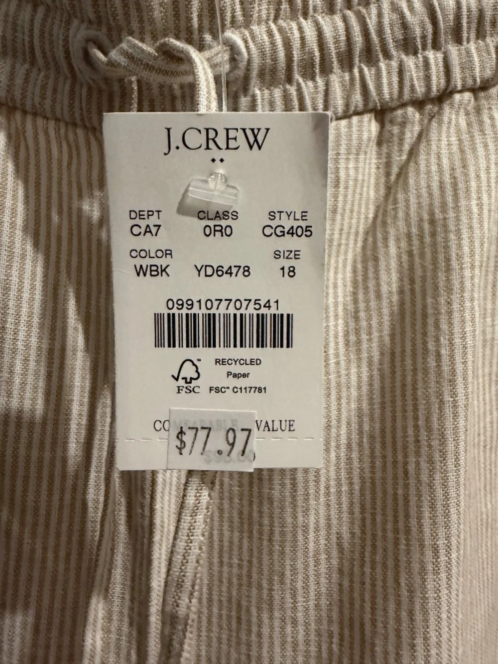 Linen Cotton Pants NWT